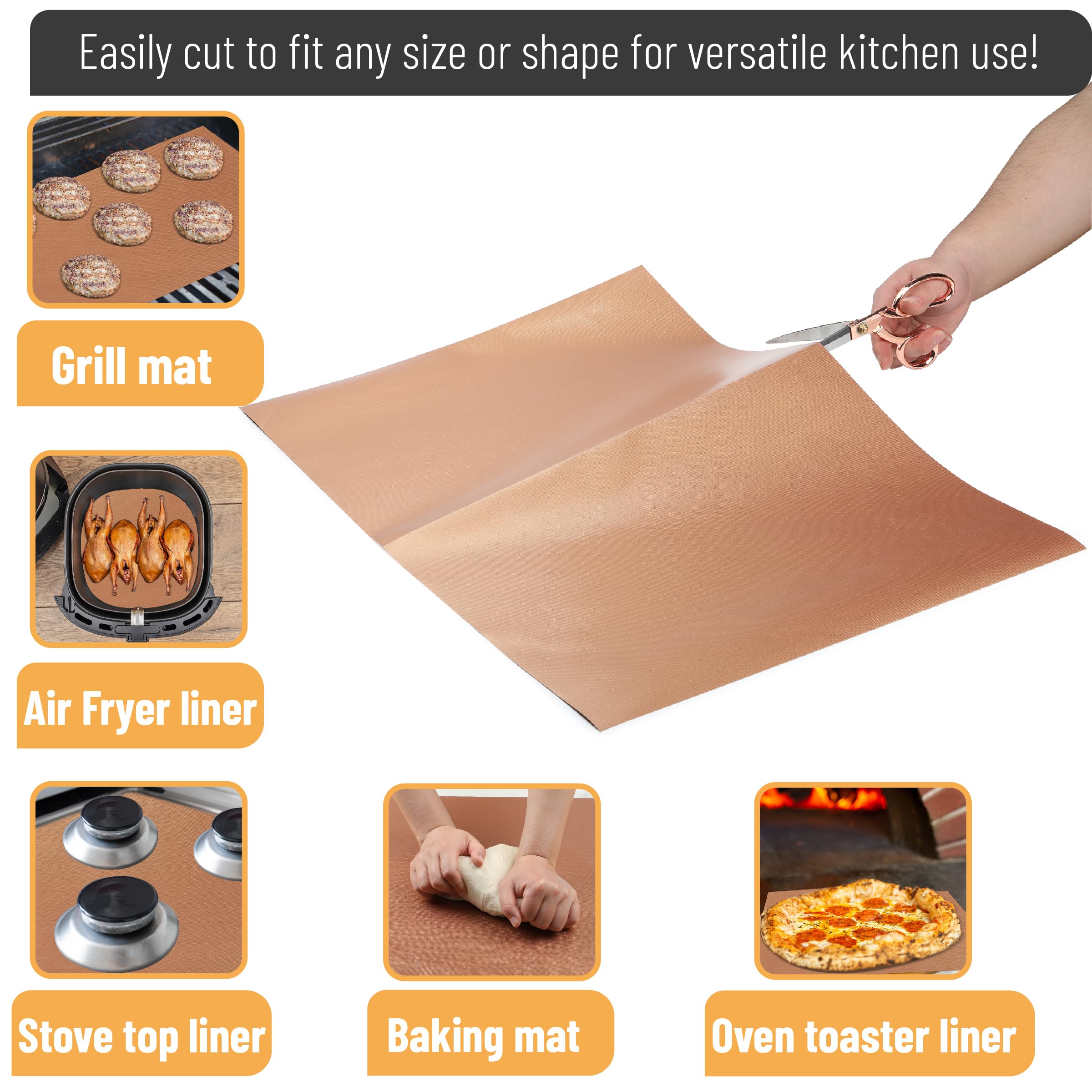 UNCO copper grill mats being cleaned to highlight their easy-clean reusable design