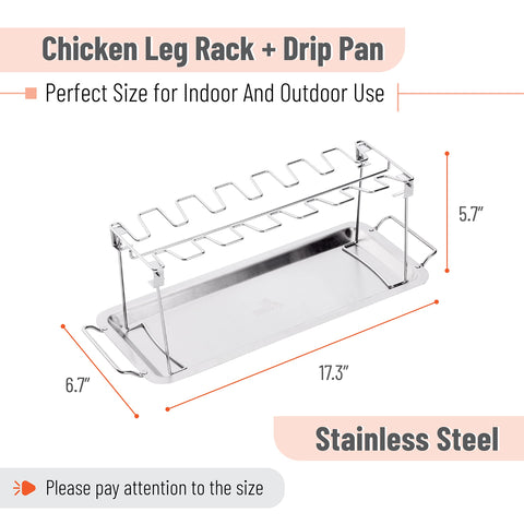 UNCO drip pan beneath rack catches grease for easy cleanup