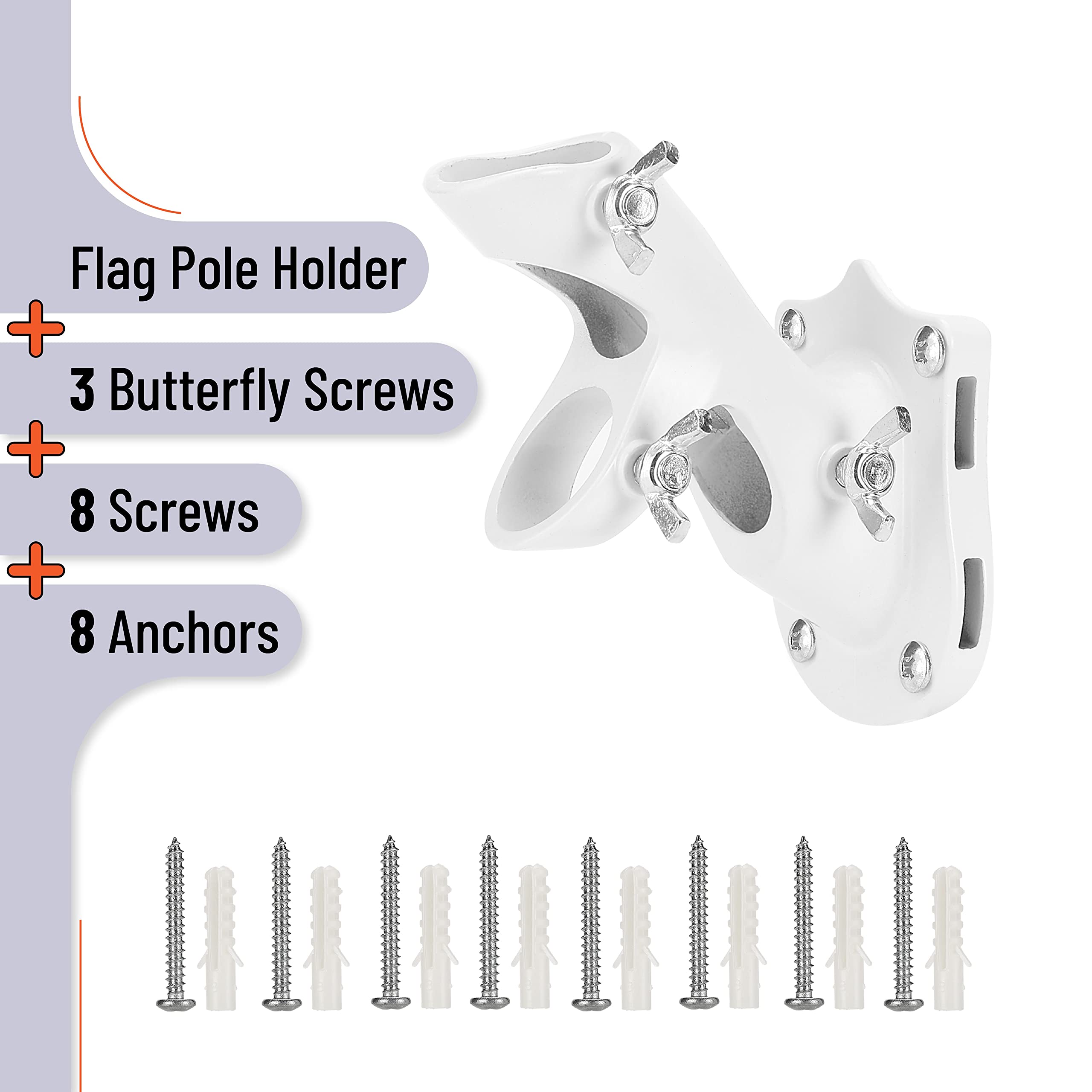 UNCO flag pole holder showing 45-degree adjustment for versatile flag positioning.