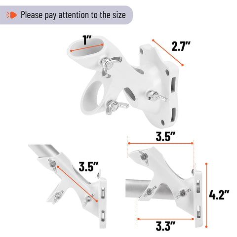 UNCO flag pole holder with 90-degree adjustment for precise flag alignment outdoors.