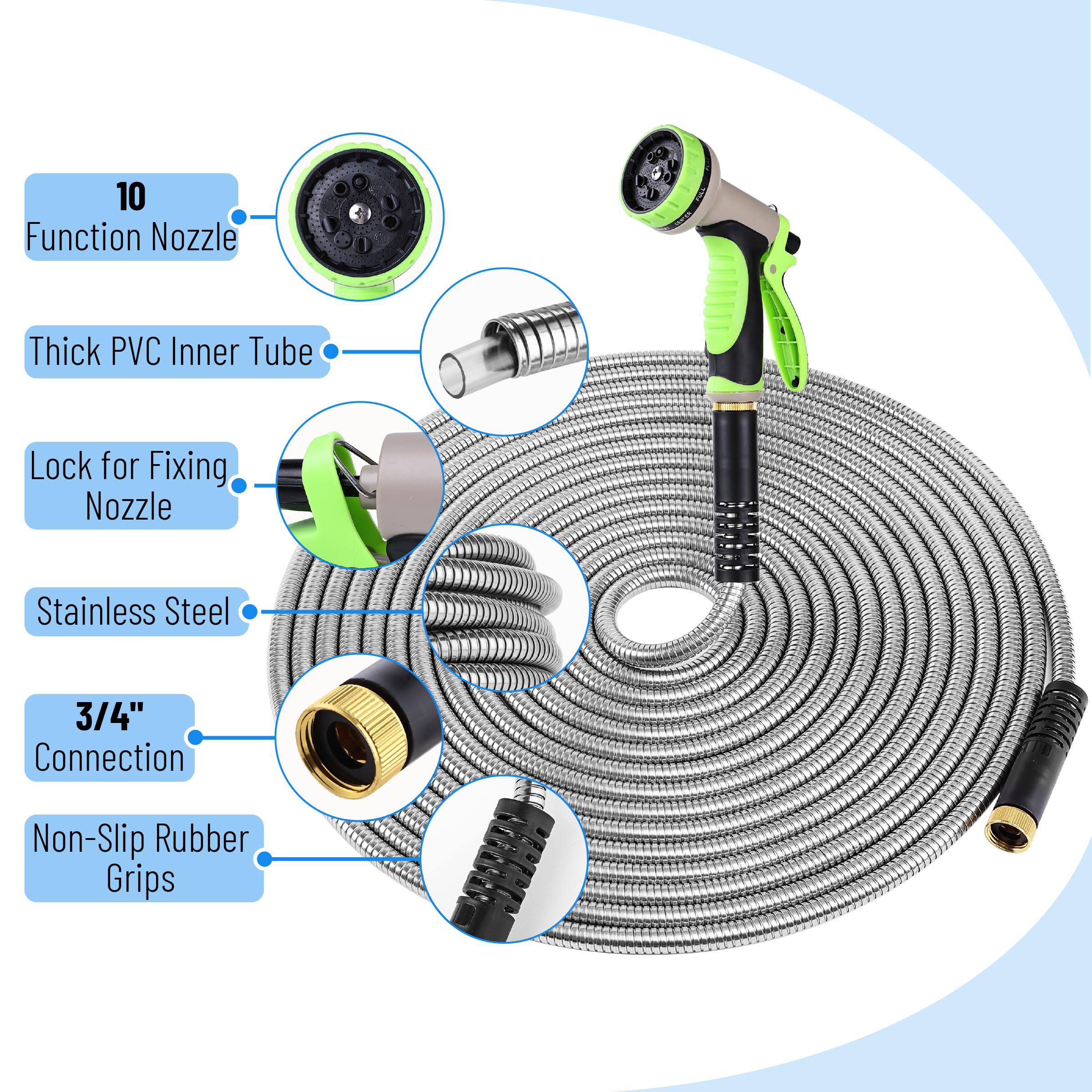 UNCO hose includes 3 extra washers for secure, leak-free connections.