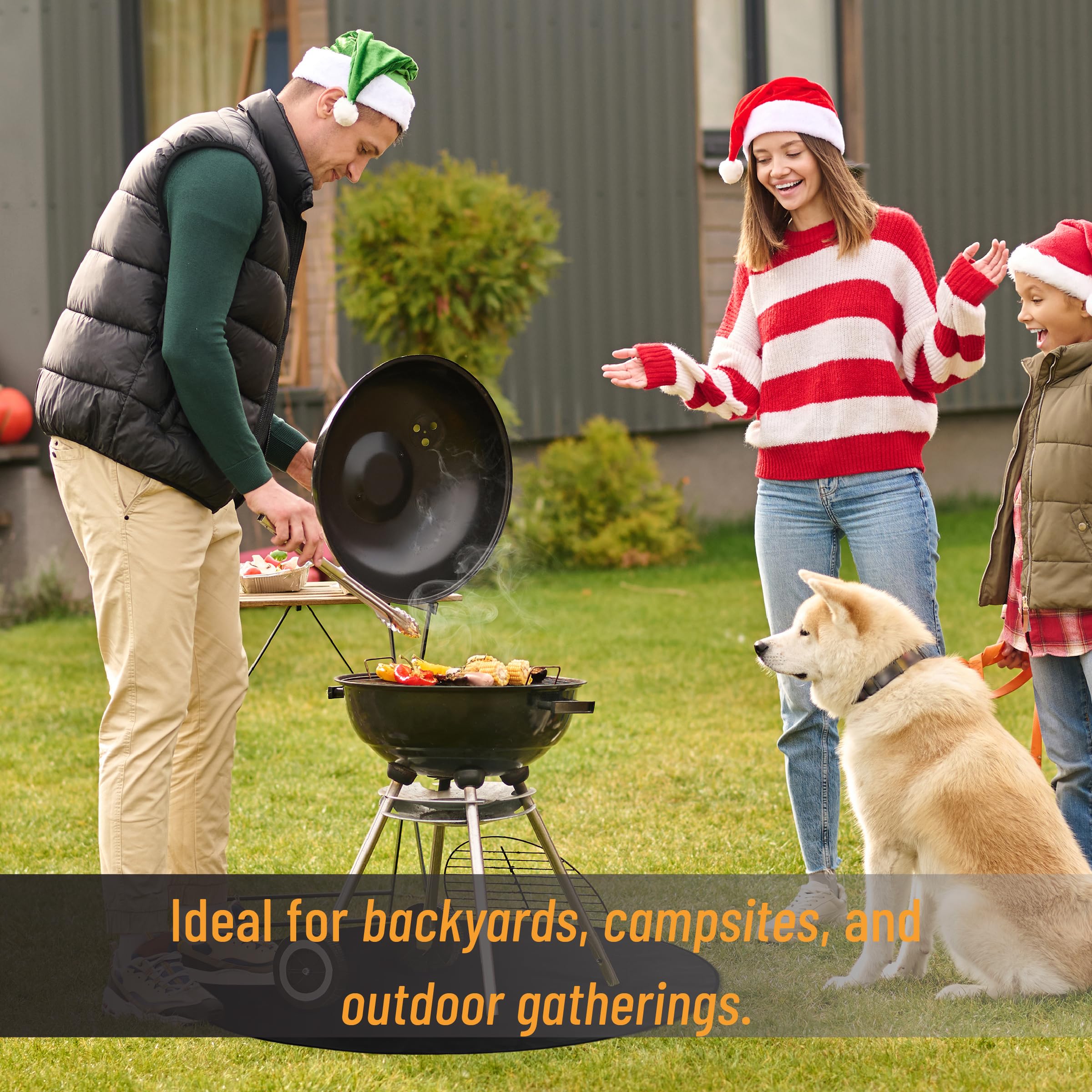 UNCO grill deck safety mat preventing heat damage during outdoor cookouts