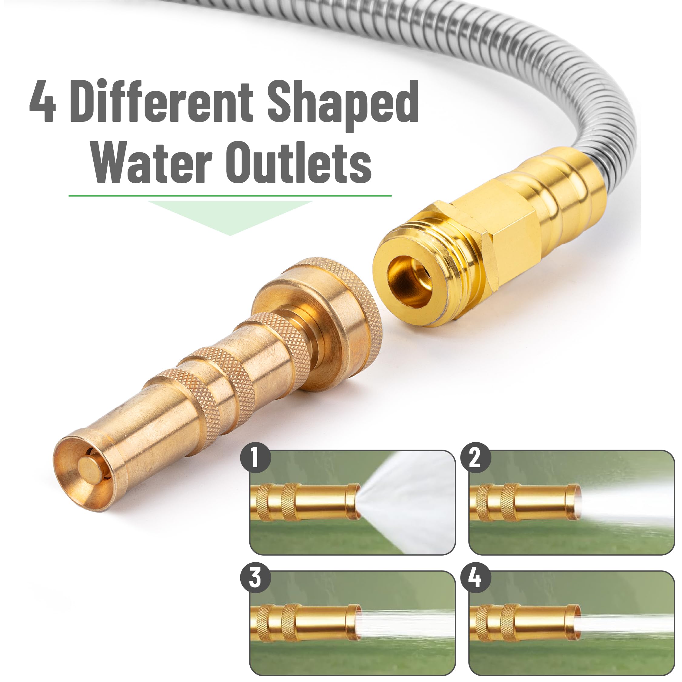 Kink-free hose design keeps water flow smooth.