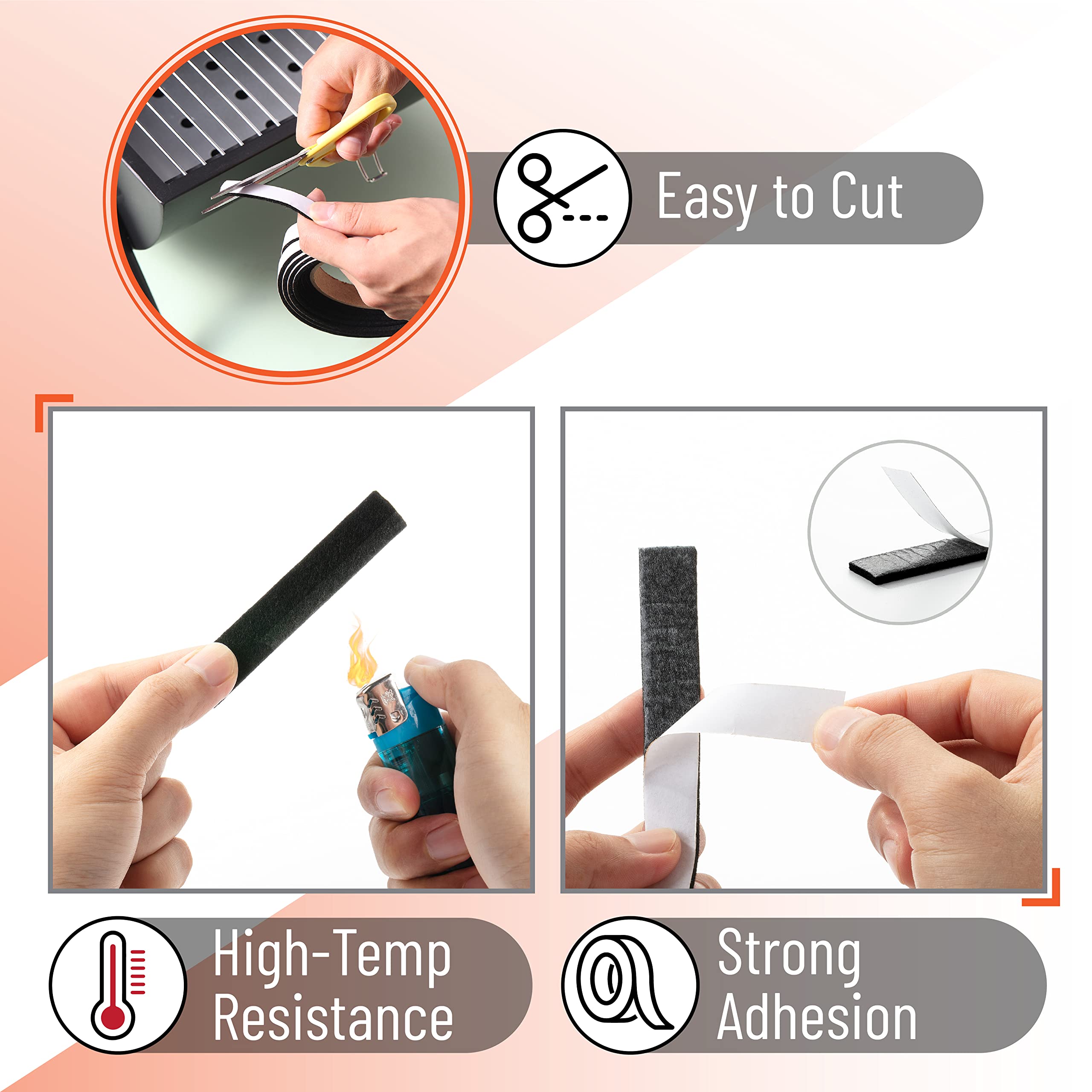 UNCO Smoker Gasket 0.12in-thick material withstands high temps while maintaining a tight edge.