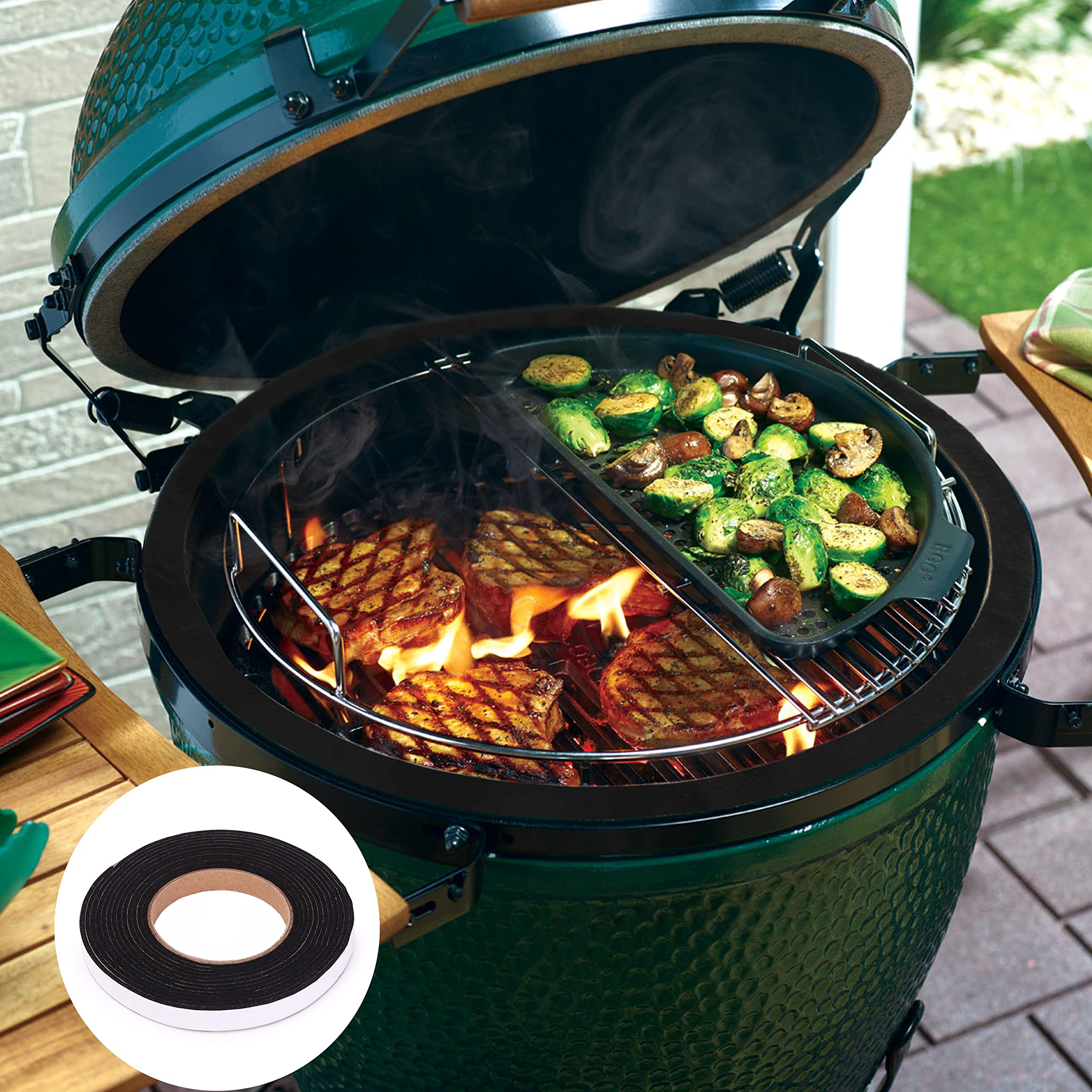 UNCO Smoker Gasket cut-to-fit flexibility enables custom sealing on varied grill sizes.