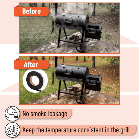 UNCO Smoker Gasket withstands high temps, helping maintain heat and reduce fuel use.