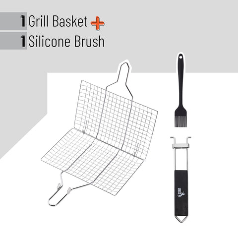 UNCO grill basket on grill demonstrating versatile, even cooking