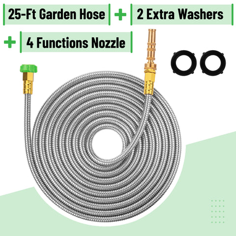 UNCO 4-function brass nozzle provides versatile watering options.
