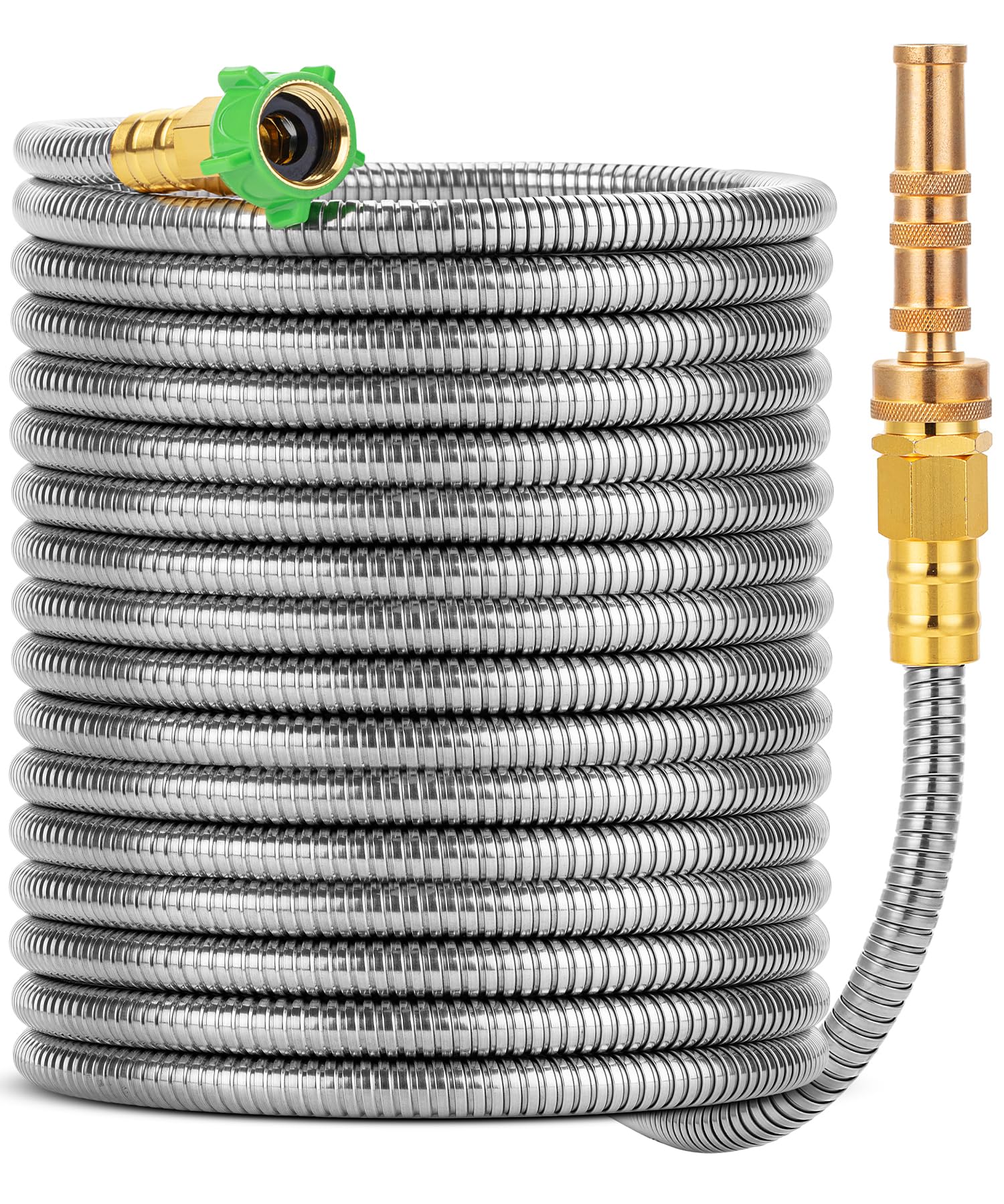 UNCO stainless steel garden hose 50ft for tough outdoor watering tasks.