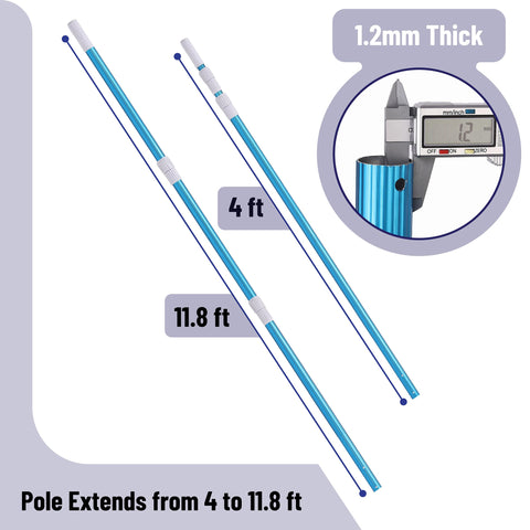UNCO three-piece pool pole length adjustable for flexible pool sizes.