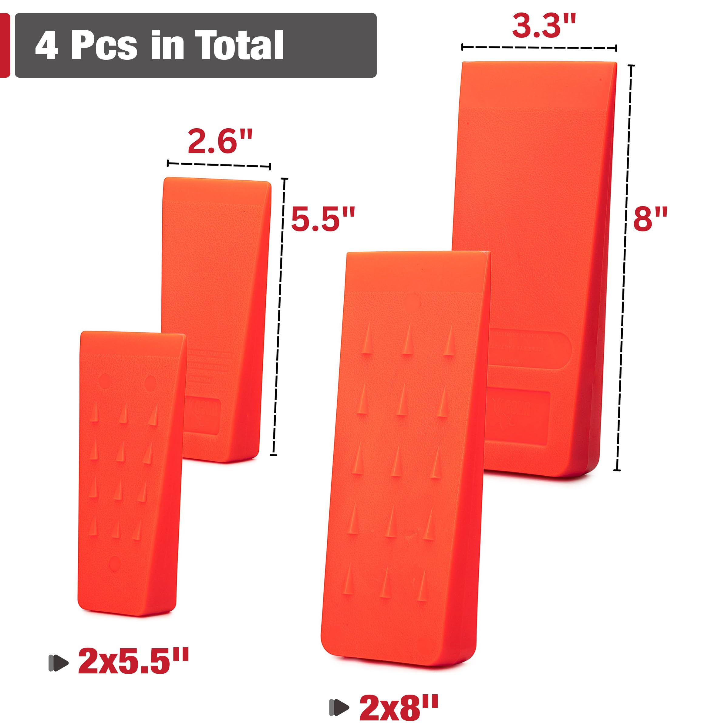 Small and large UNCO wedges demonstrating grip and leverage for precise insertion.