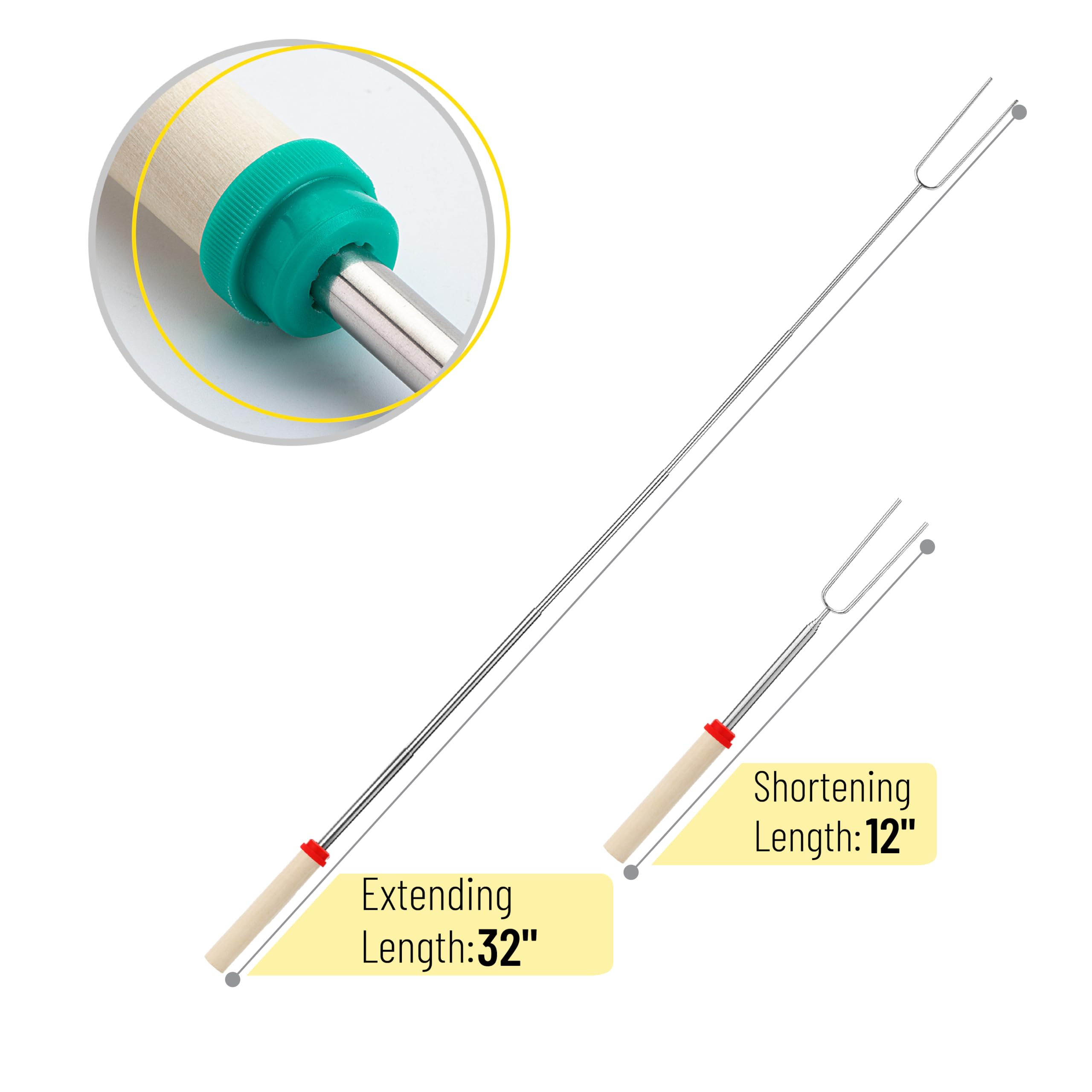 UNCO skewers with smooth wooden handles offer heat-resistant, comfortable grip.
