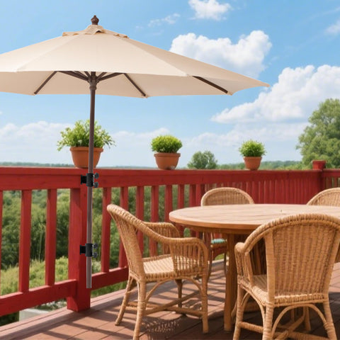 UNDADE patio umbrella holder improves shade setup on sunny days.