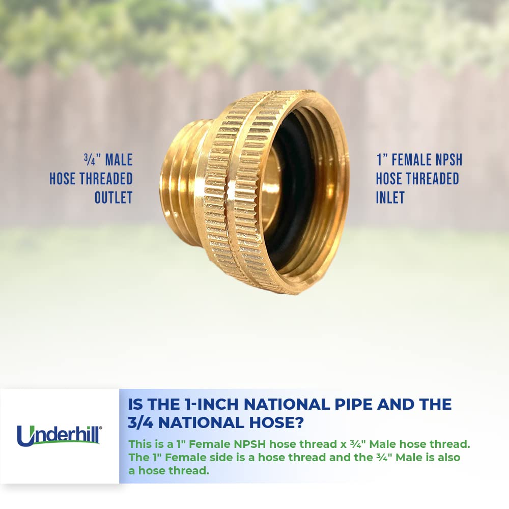 Underhill brass adapter during irrigation setup showing high-flow connection