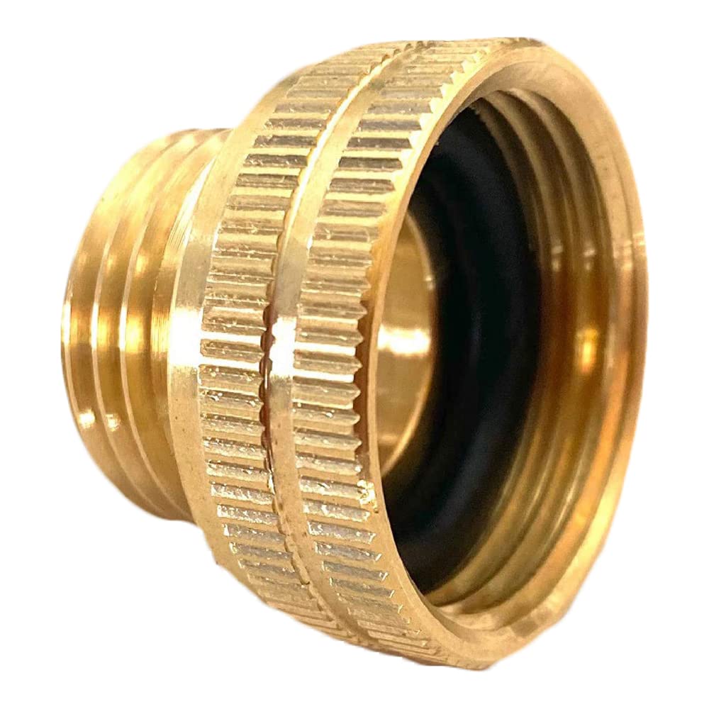 Underhill commercial brass hose adapter close-up highlighting solid construction for professional irrigation