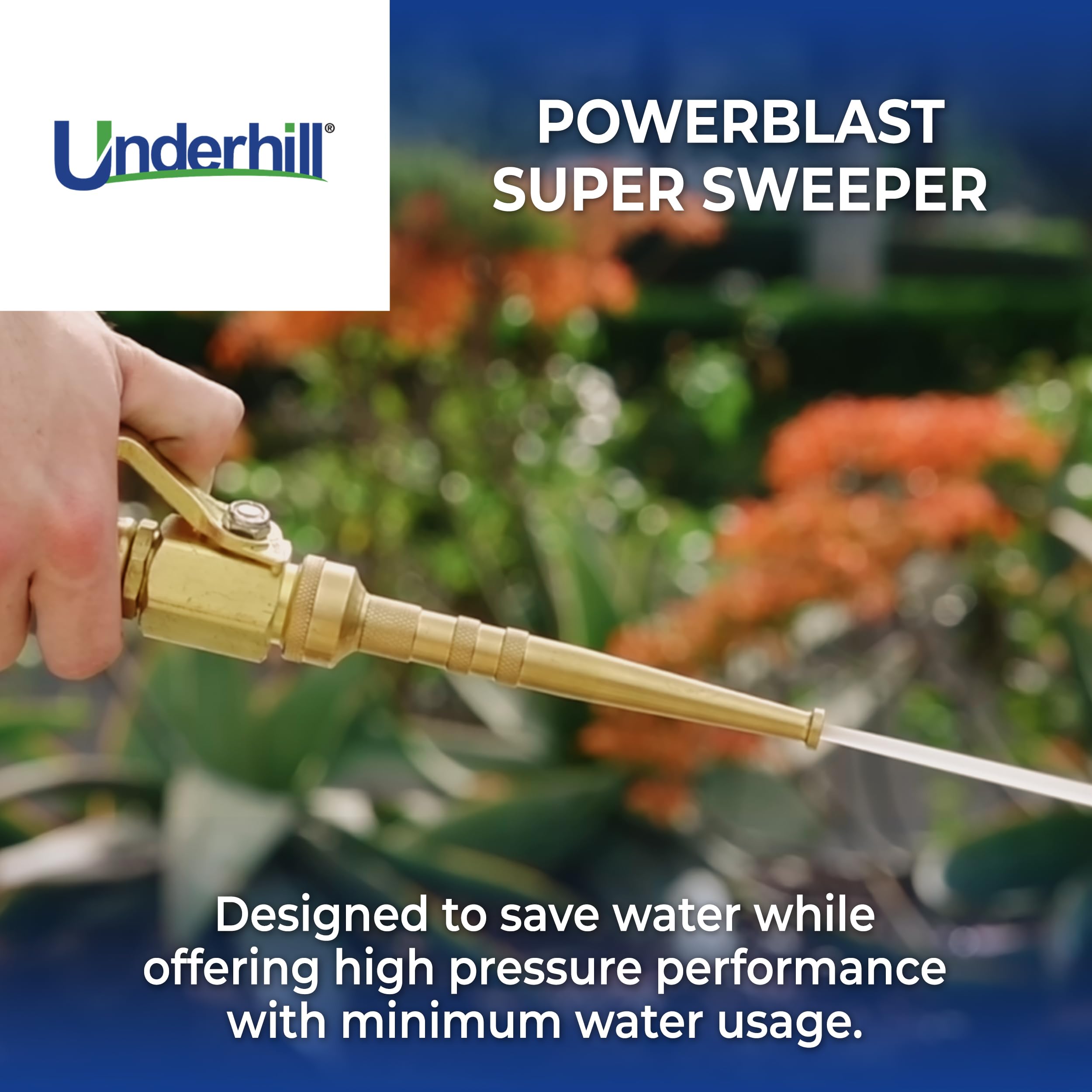 Underhill PowerBlast brass construction detail emphasizes corrosion resistance for outdoor jobs