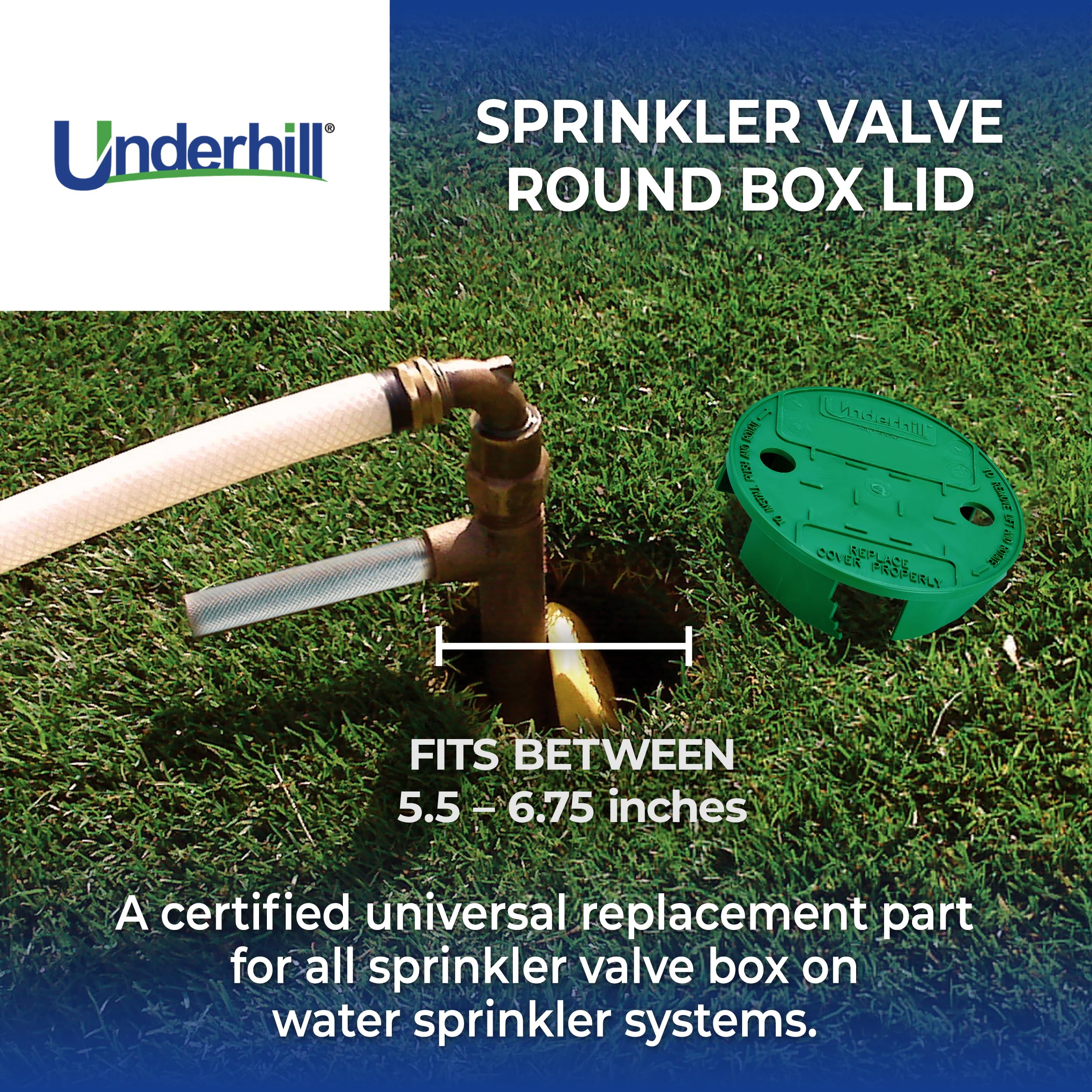 Underhill universal 6–7 inch round box cover in green for irrigation setups.