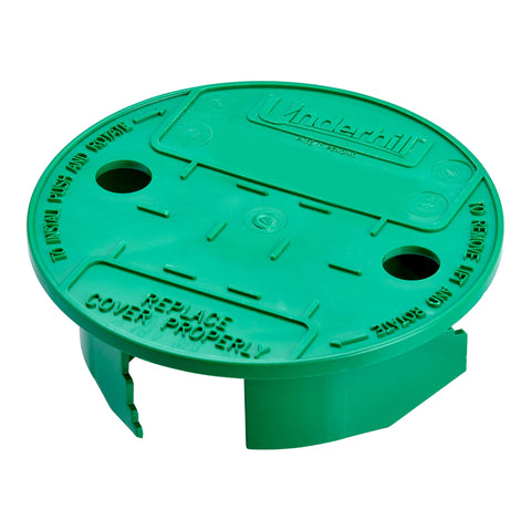 Underhill VersaLid 6-7 inch green round valve box cover protecting the lid area.