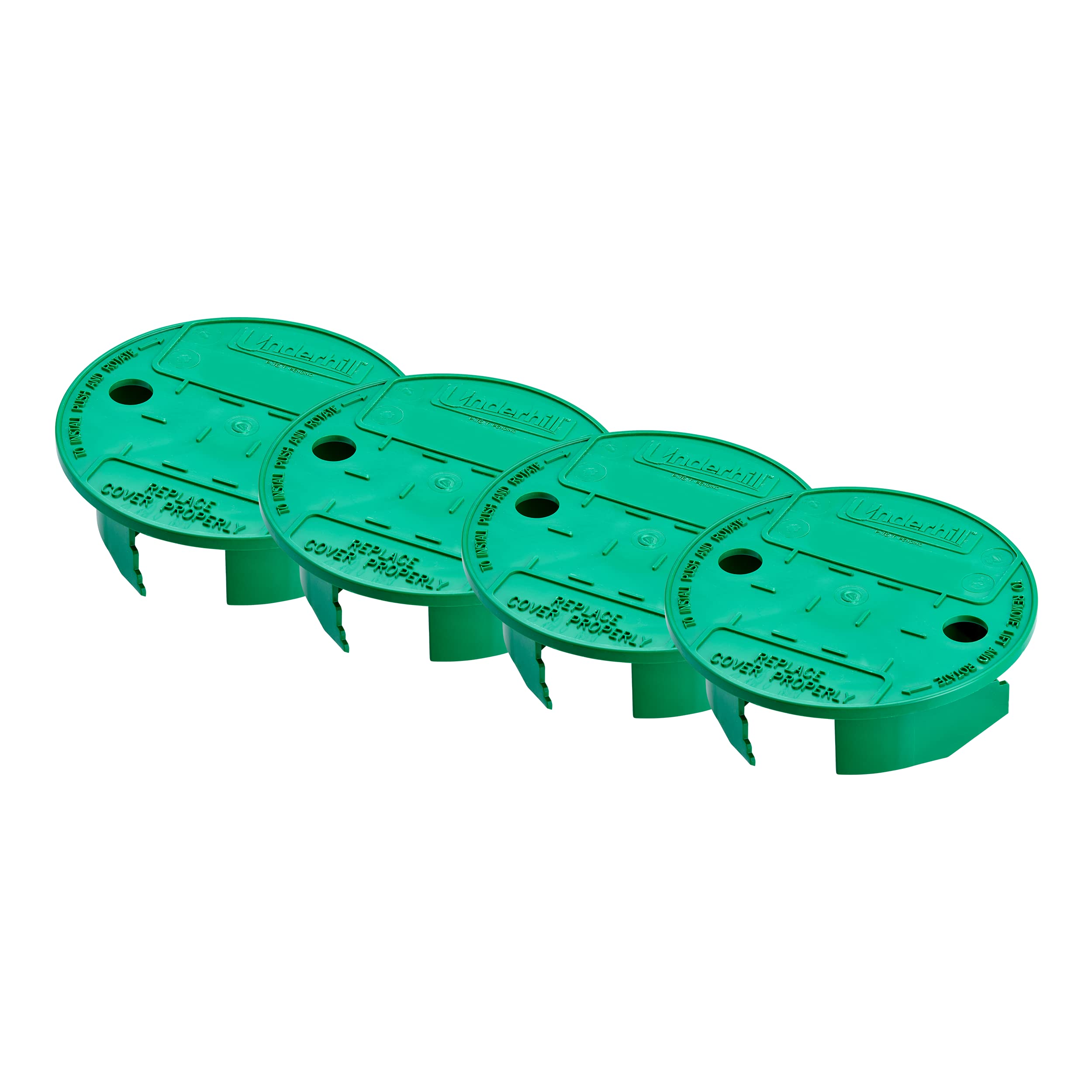 Underhill VersaLid green round box lid for 6–7 inch valves, quick replacement.