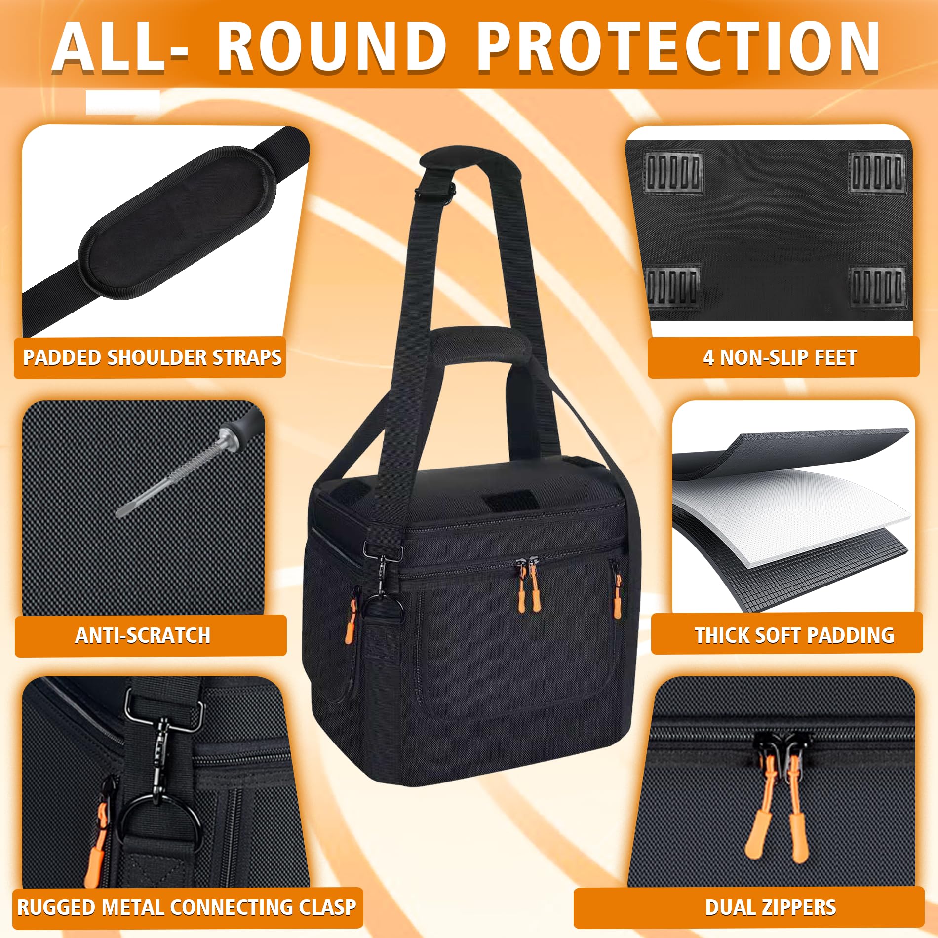 Undomip bag bottom non-slip pads reduce floor friction during transport.