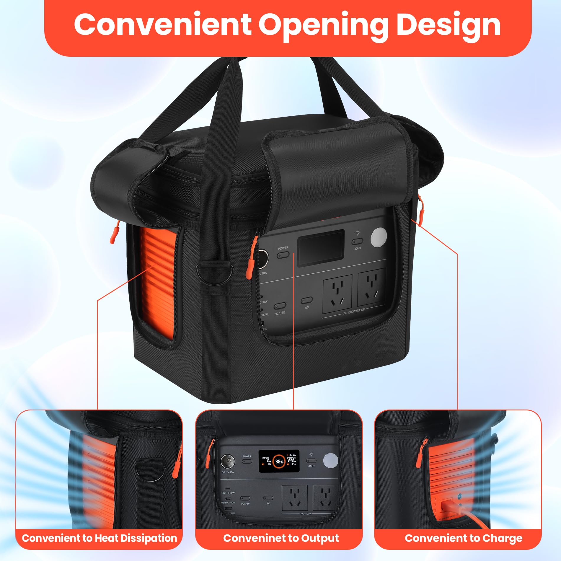 Undomip bag interior padding protects the power station against shocks