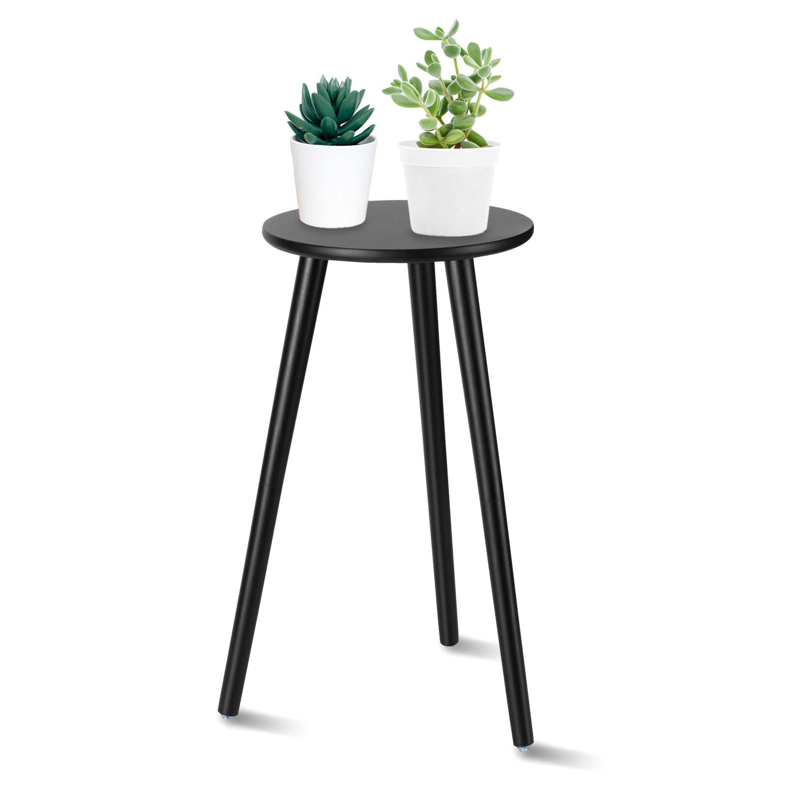 Uneedem indoor plant stand in black wood mid-century style, elevating plants.