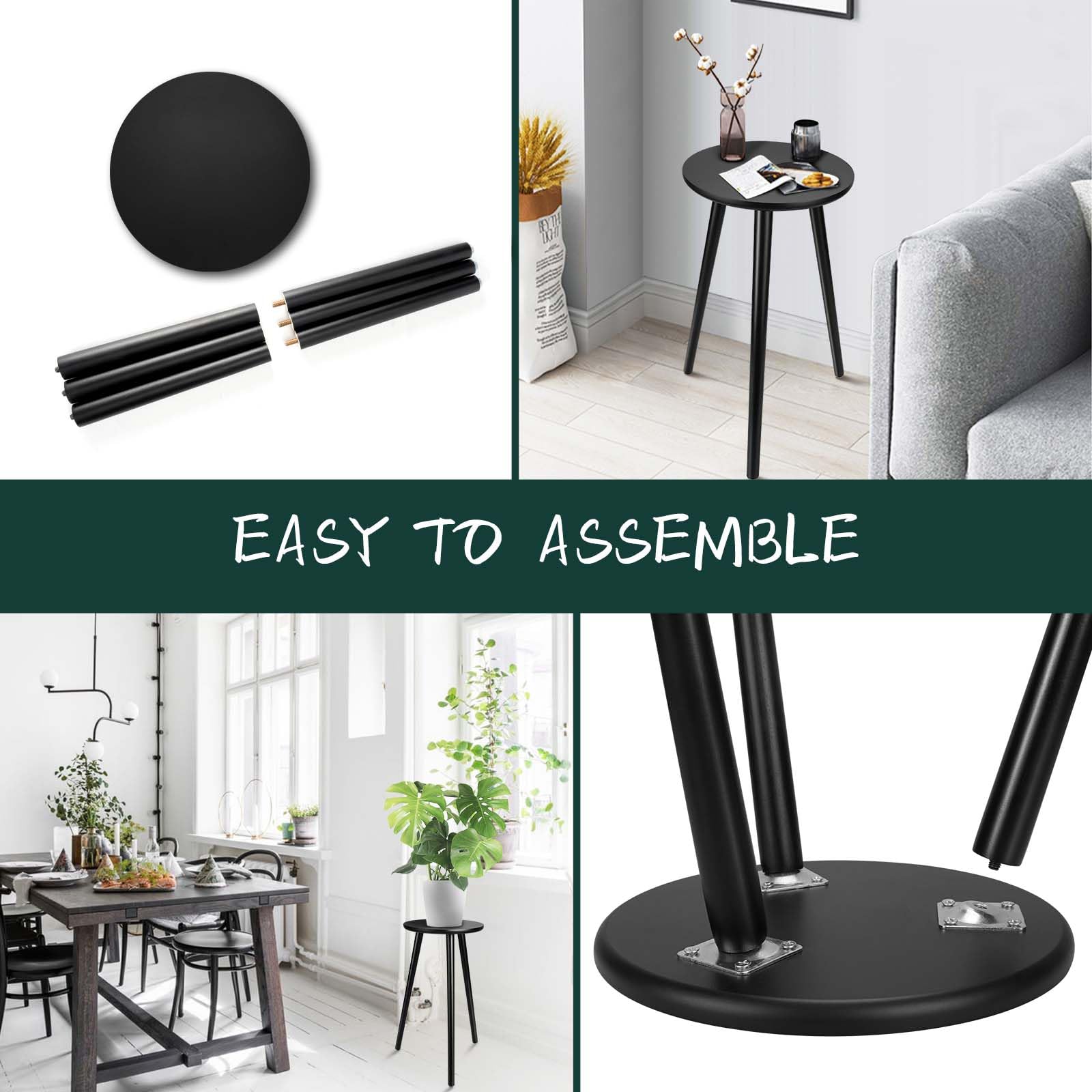 Uneedem round-top plant holder in black for varied pots.