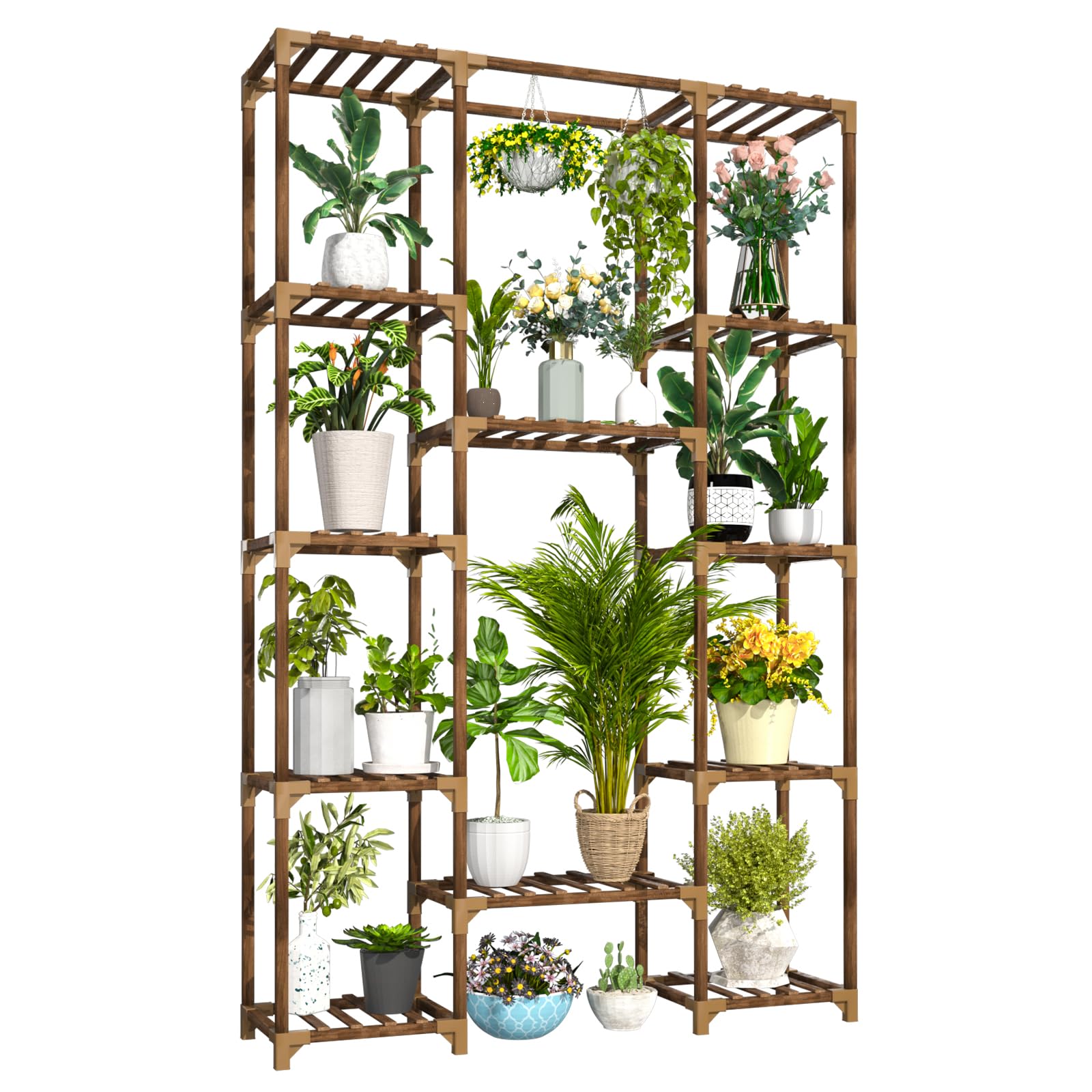 Uneedem tall 12-tier plant stand displays multiple pots efficiently.