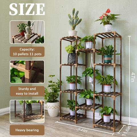 Uneedem wood plant rack fits compact corners, maximizing space