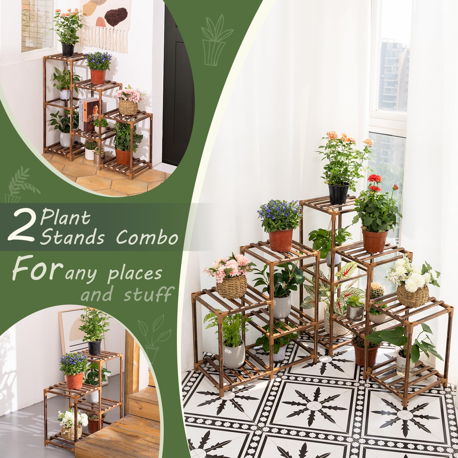 Uneedem wood plant stand suitable for indoor and outdoor use
