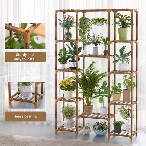 Uneedem wooden shelf supports heavy pots on lower shelves for stability.
