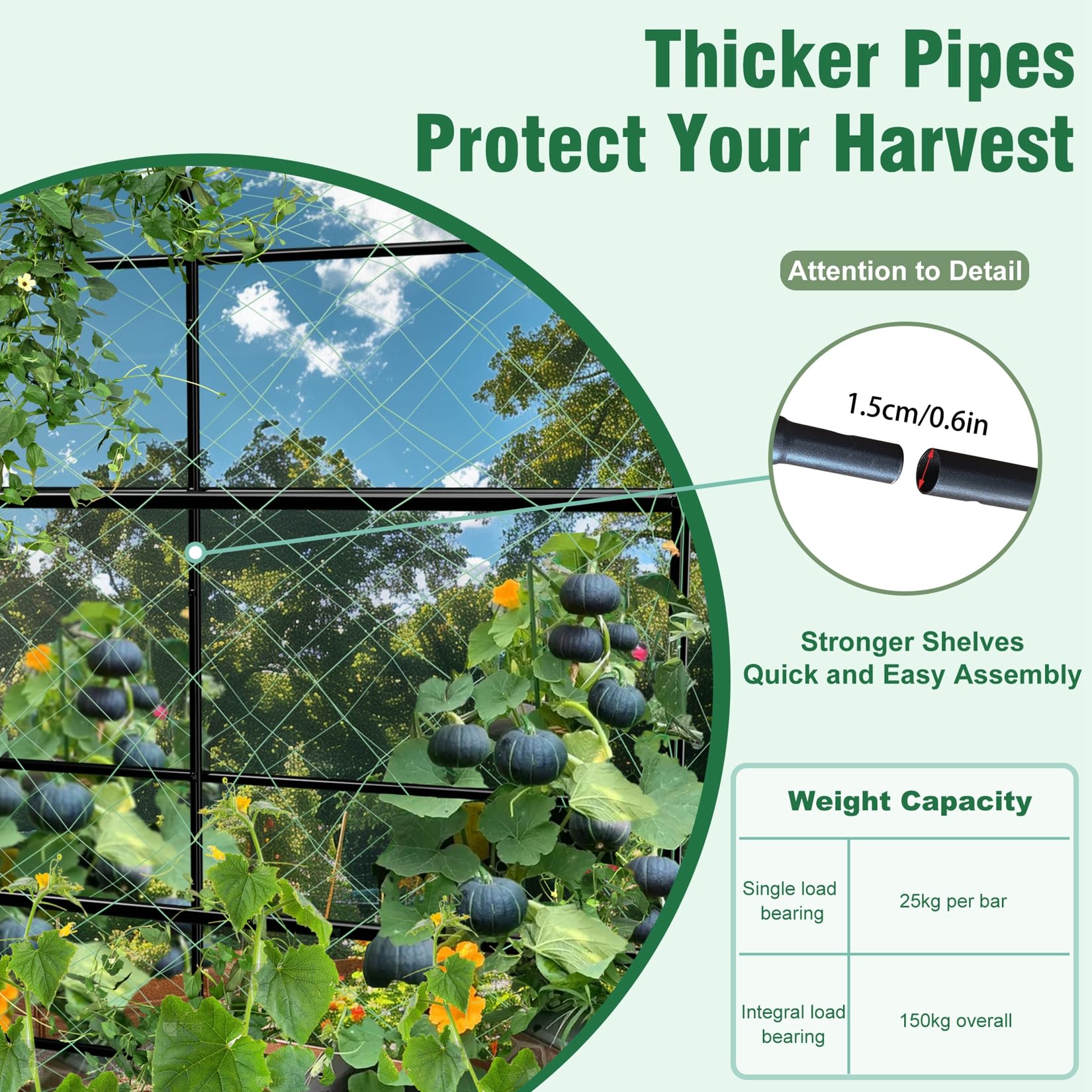 Unho Garden Trellis Arch 7.2ft supports climbing vines for vertical growth