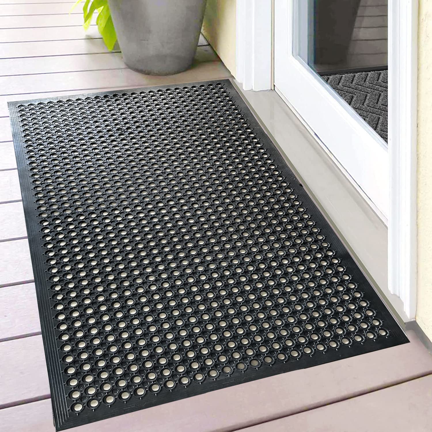 Uniboho outdoor rubber floor mat anti-slip surface for safe entryways.