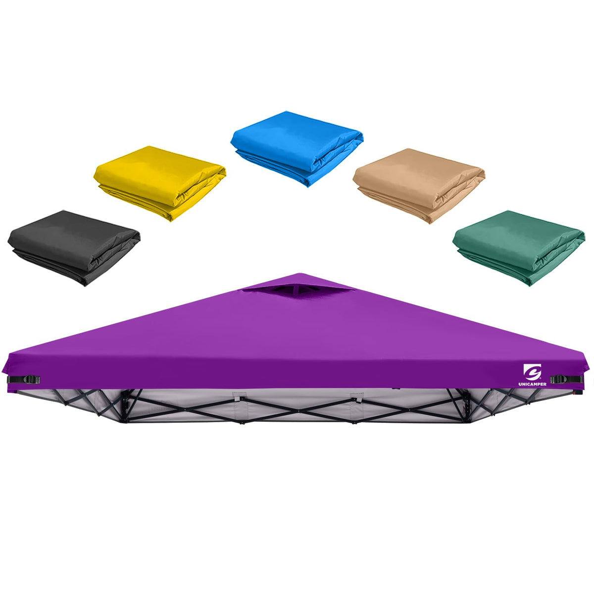 UNICAMPER 10x10 purple canopy top for straight-leg frames, durable replacement
