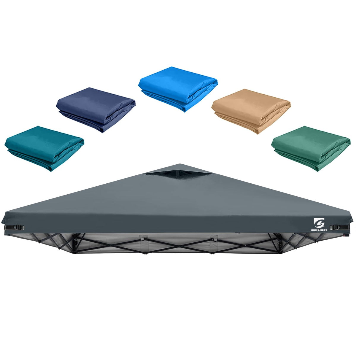 UNICAMPER 10x10 canopy top with air vent improves airflow and cooling.