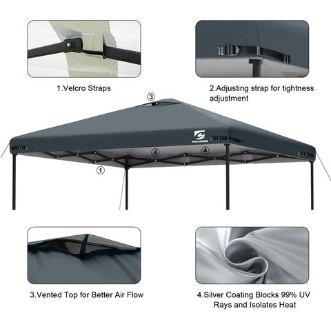 UNICAMPER 10x10 top with heat-sealed seams for waterproof integrity.