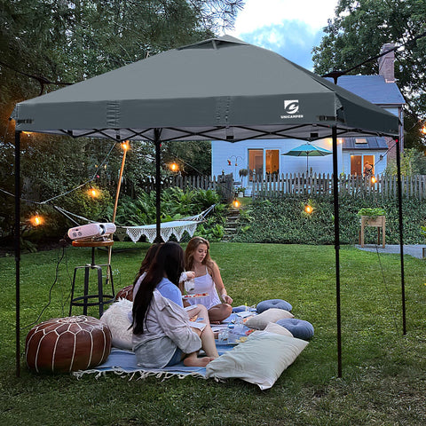 UNICAMPER heavy-duty top shields shade during sunny days.