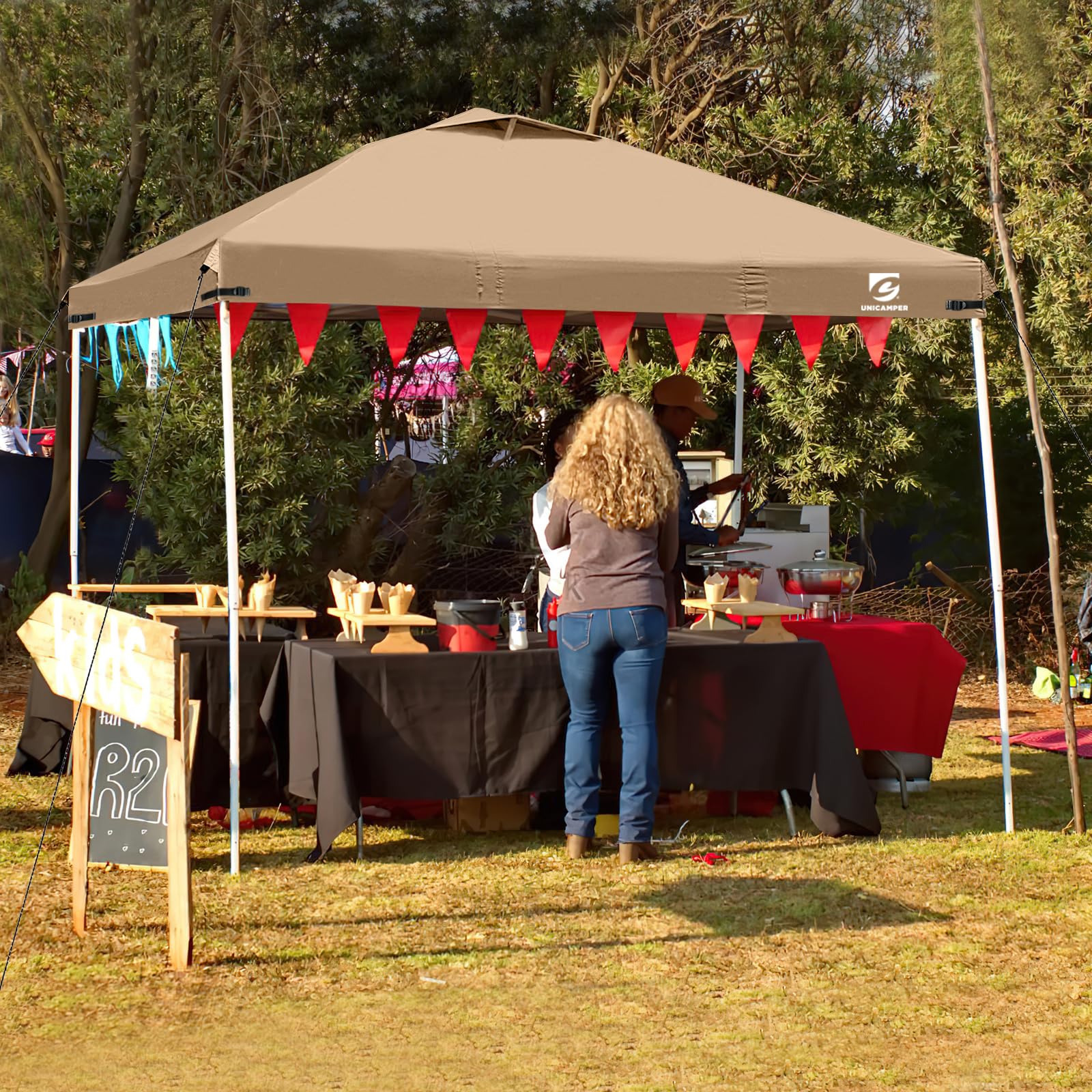 UNICAMPER weather-ready canopy top offers comprehensive protection for outdoor gatherings