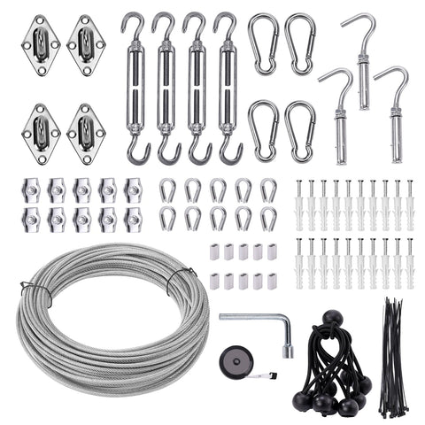 Unicaravan shade sail kit with 65.5 ft cable for sturdy outdoor installs.