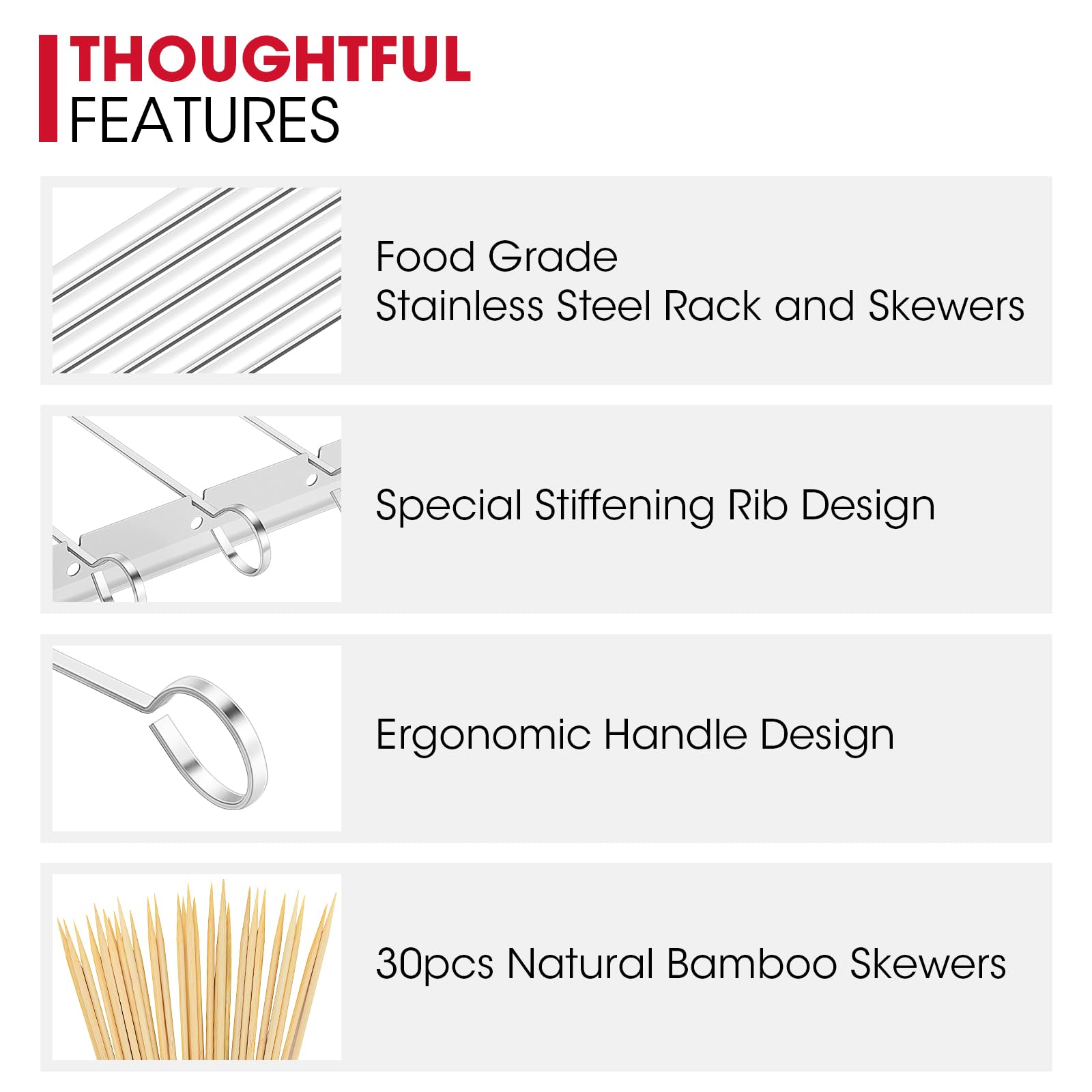 Unicook 30 bamboo skewers included for large gatherings