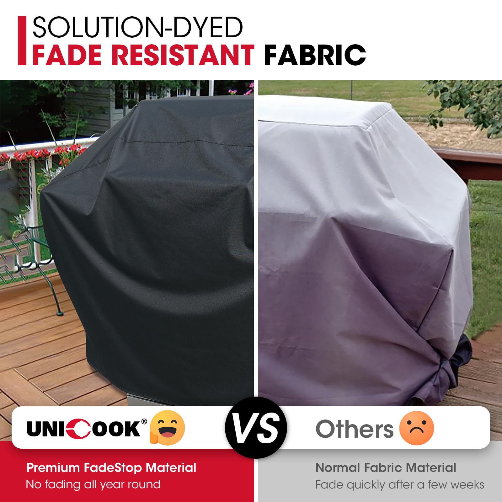 Unicook 50inch grill cover with sturdy handles for easy removal
