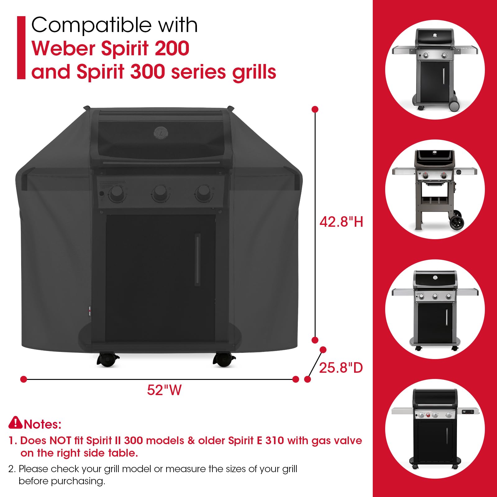 Waterproof fade-resistant fabric shields grill from rain and sun