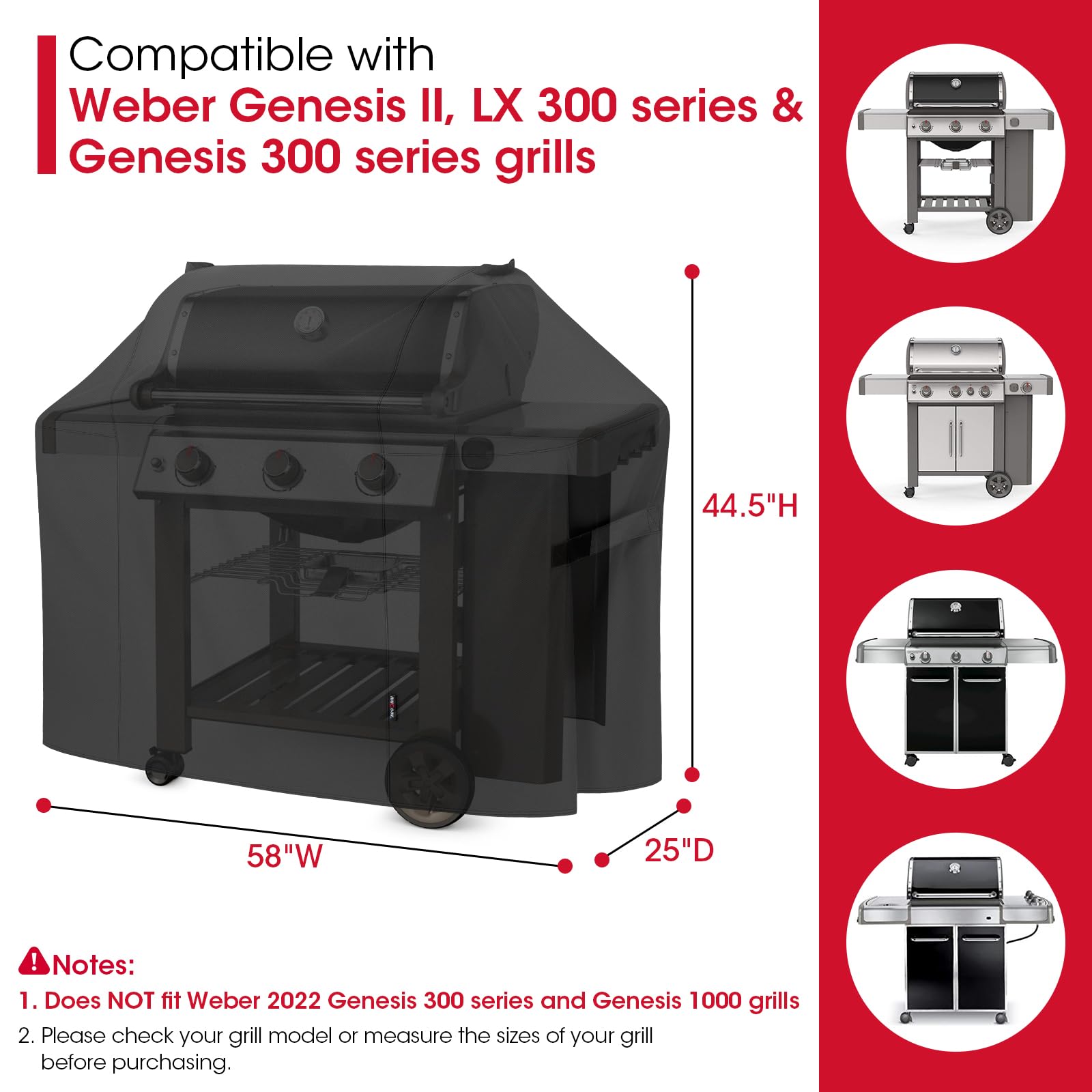 Unicook 58-inch waterproof fabric shield resists rain and fading to keep your grill looking new.