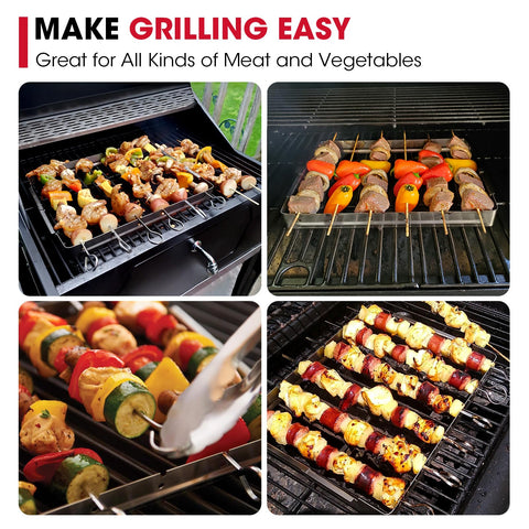 Unicook six 13-inch stainless steel skewers for even cooking