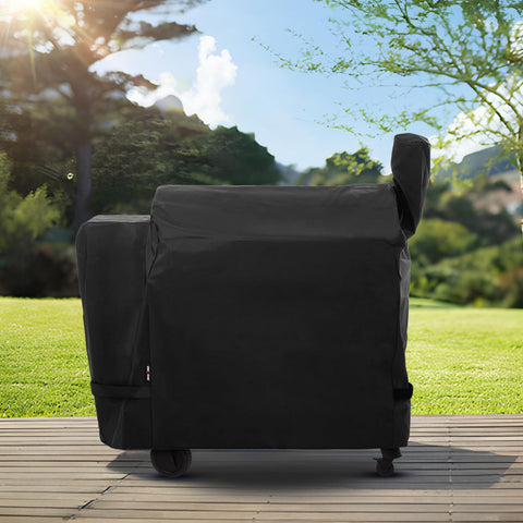 Unicook all-season pellet grill cover guards against rain, snow, and sun.