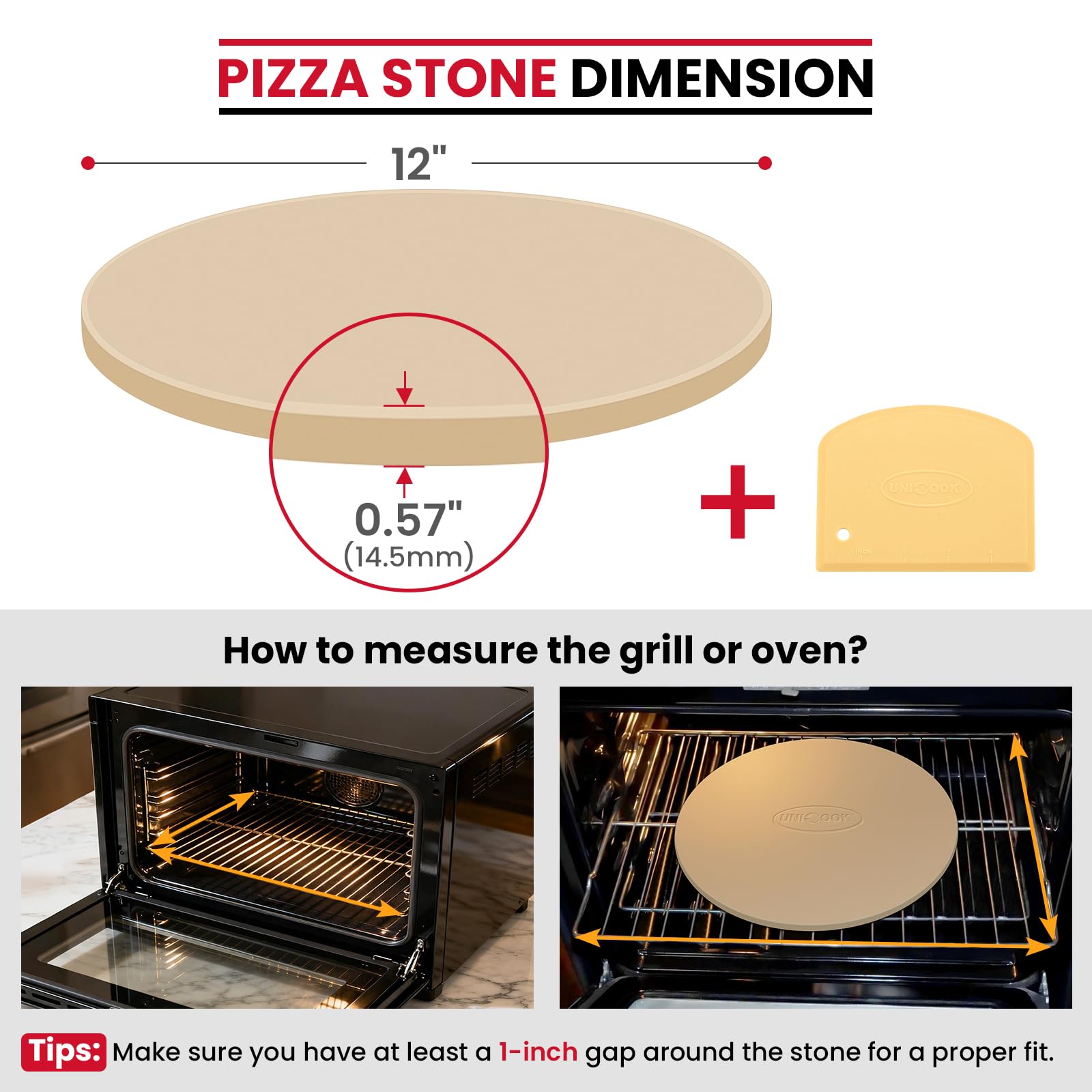 Unicook cordierite baking stone shows durable surface for grill and oven.