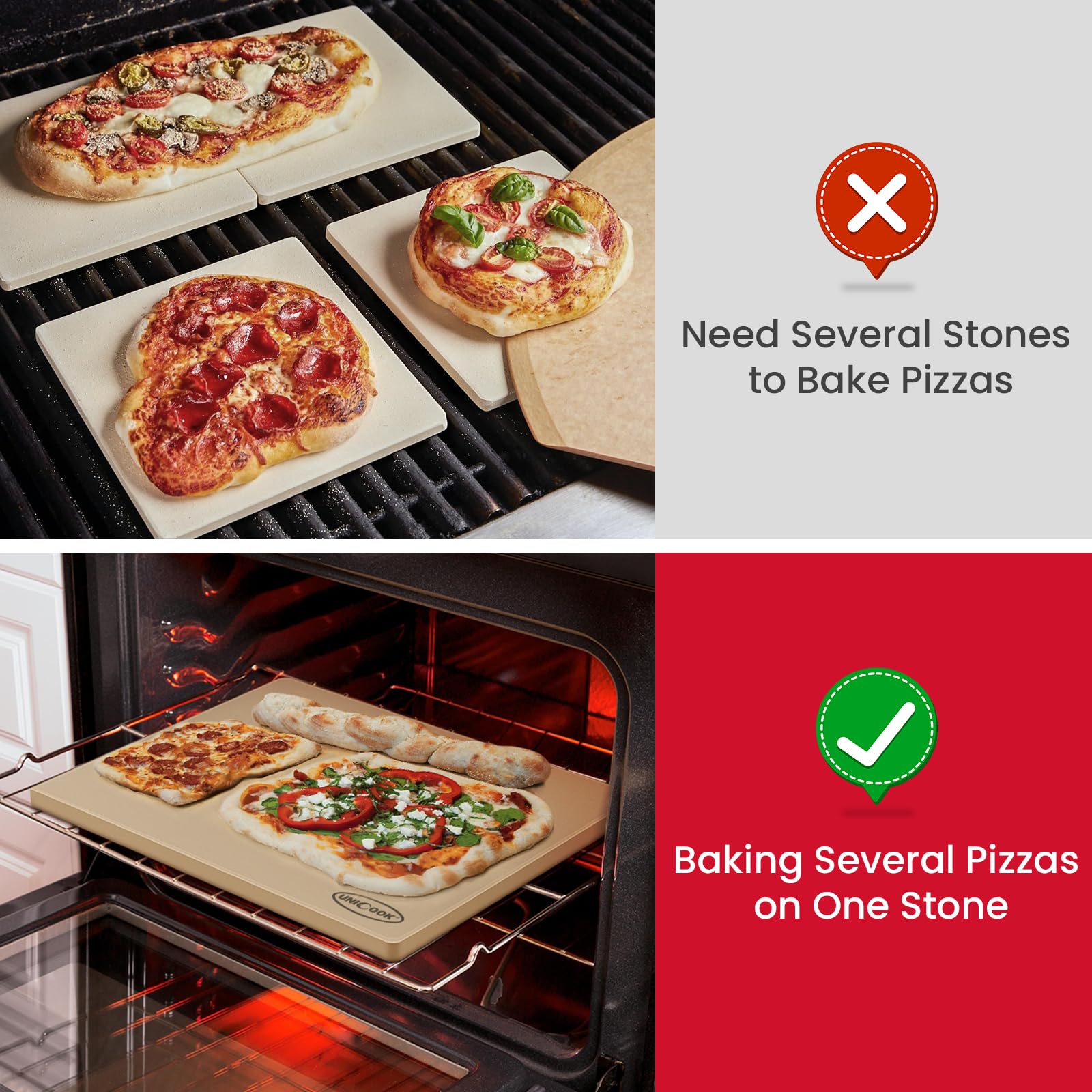 Unicook cordierite baking stone demonstrates even heat diffusion
