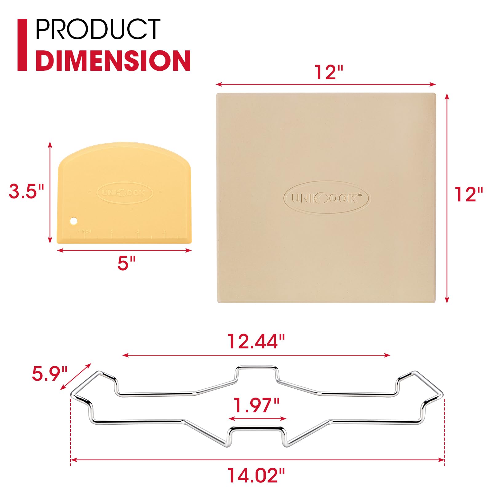 Unicook cordierite material pizza stone showcases durable, even-heat baking.