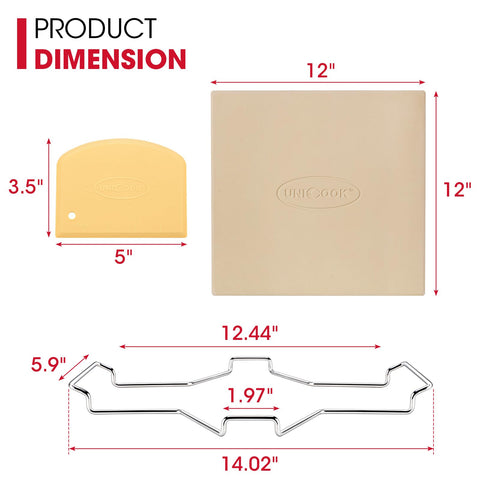 Unicook cordierite material pizza stone showcases durable, even-heat baking.