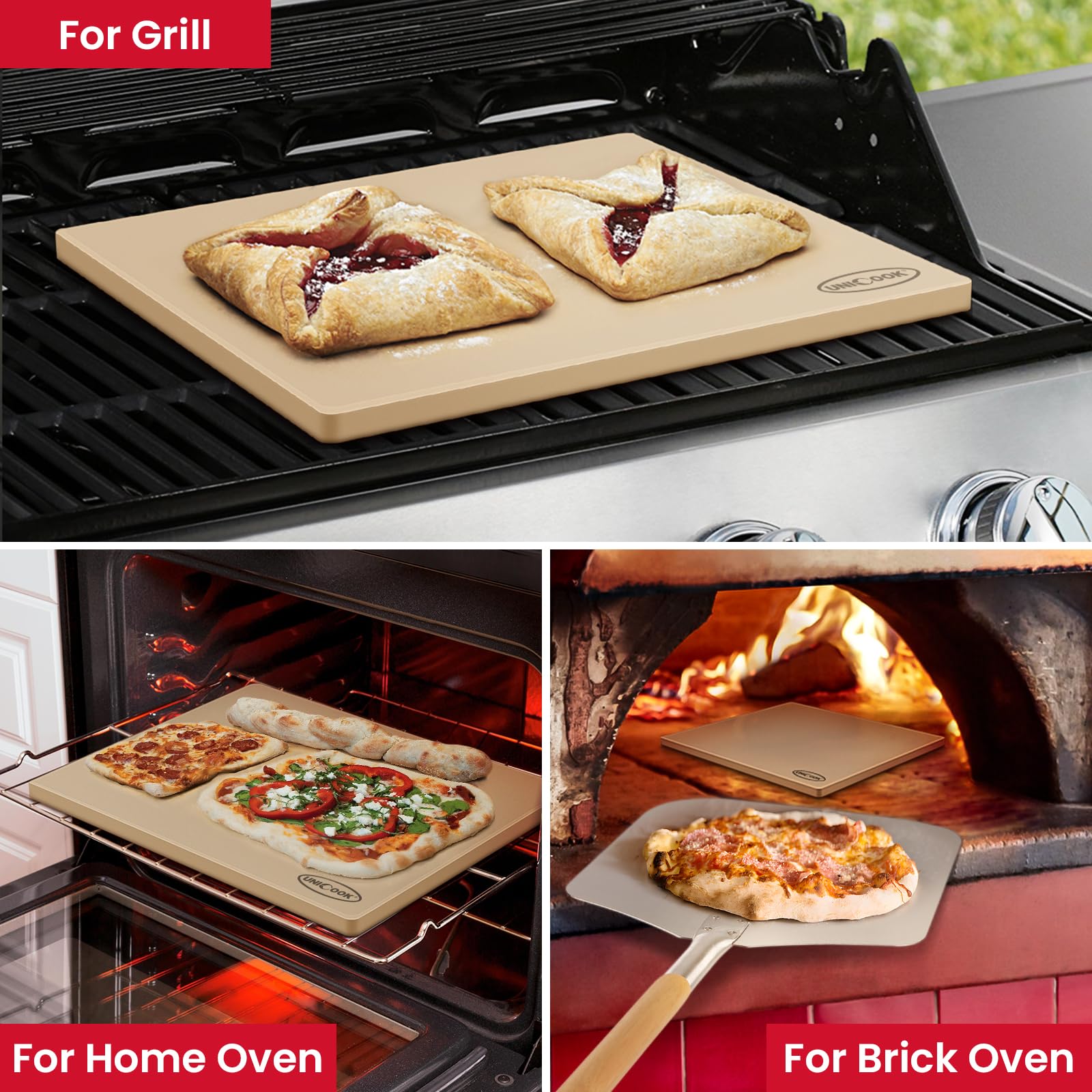 Unicook pizza stone delivers crispy crust and brick-oven flavor
